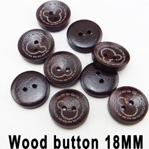 50PCS deep coffee carving bear face buttons shirt wooden clothes accessory craft brand button round MCB-163k