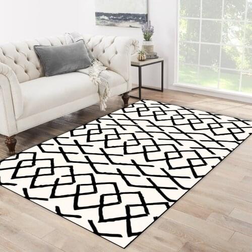 White black color black quadrangular patterned carpet modern carpet living room bedroom rug free shipping soft textured carpet