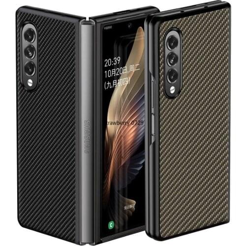 Business Case For Samsung Galaxy Z Fold 3 Fold2 Carbon Fiber Cover For galaxy z fold 2 z fold3 5g All-inclusive Phone Cases