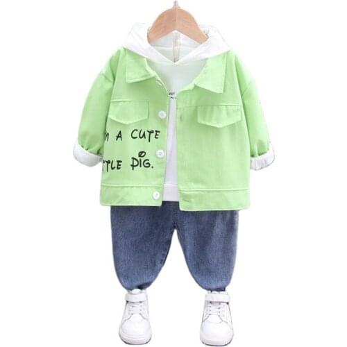 Baby Boy Girls Spring Autumn Cotton Clothes Children Cartoon Hooded Jacket Pants 3Pcs/sets Outfit Kid Fashion Toddler Tracksuits