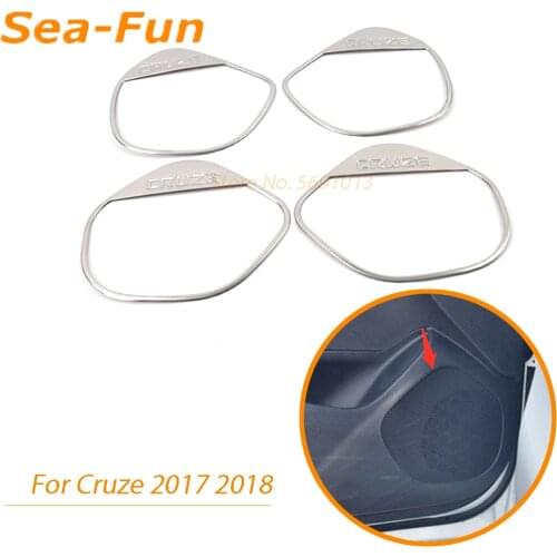 For Chevrolet Cruze 2017 2018 Car Door Audio Horn Hood Speaker Frame Decoration Cover Trim Sticker Stainless Steel Accessories