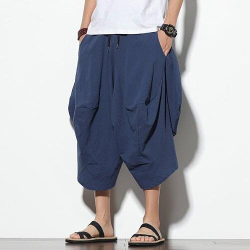 Dropshipping Men Harajuku Harem Pants 2020 Mens Summer Cotton Linen Joggers Pants Male Vintage Chinese Style Sweatpants Fashions