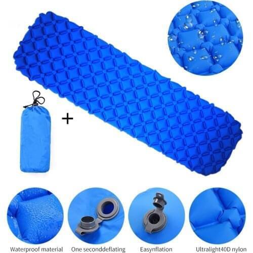 Feistel Portable Inflatable Sleeping Pad Nylon TPU Camping Mat Lightweight Outdoor Air Mattress Travel Cushion Moisture-Proof
