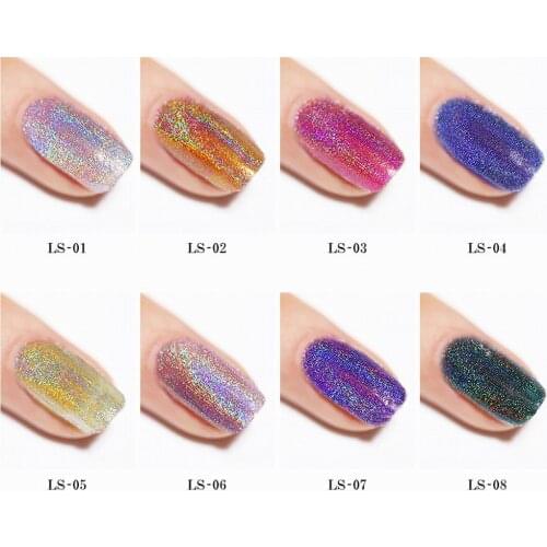 Holographic Nail Polish, 7ml Glitter Polish Nail Art Kit Multi Color Manicure Nail Polish