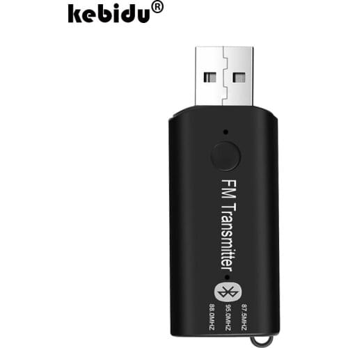 Kebidu Car USB Bluetooth 5.0+2.1EDR Music Receiver Wireless FM Modulator Car Kit Transmitter Handsfree for iPhone Samsung