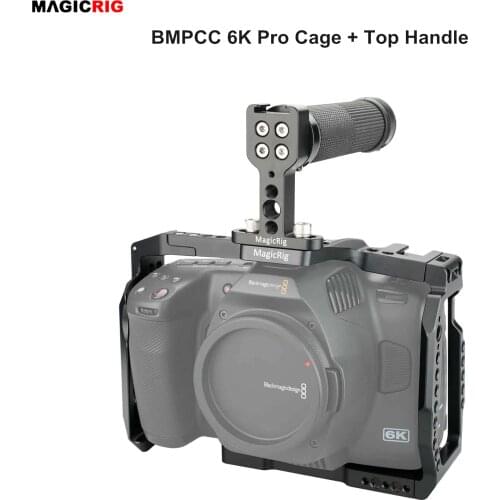 MAGICRIG BMPCC 6K Pro Cage with Rubber Top Handle for Blackmagic Design Pocket Cinema Camera 6K Pro Camera