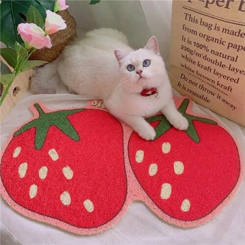 Korea Cute Fruit Cat Litter Mat Strawberry Lemon Banana Peach Kitty Mat Cat Toilet Splash Prevention Cat Nest Cat Supplies