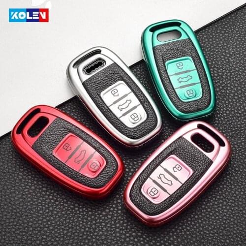 Leather + TPU Car Remote Key Cover Case For Audi A1 A3 A4 8V B8 B9 A5 A6 A7 A8 C7 Q5 Q3 Q7 Quattro Car Key Protect Shell Holder