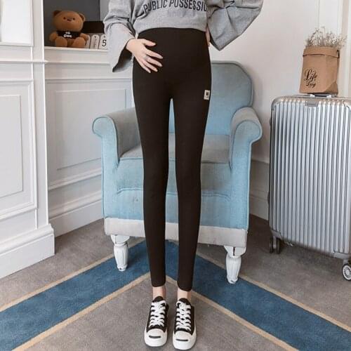 Pregnant womens leggings spring and autumn models pregnant womens belly lift feet pants Slim all-match casual maternity wear