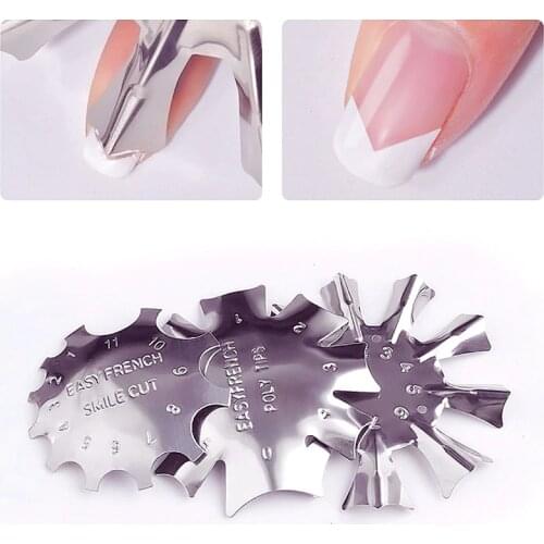 Easy French Line Edge Nail Cutter Stencil Tool Smile Shape Trimmer Clipper Styling Forms Manicure Nail Art Tools