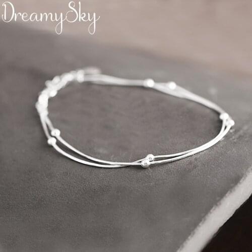 Summer Trendy Silver Color Multi-layer Beads Bracelets For Women Bohemia Fashion Girls Charm Bracelets Wedding Jewelry
