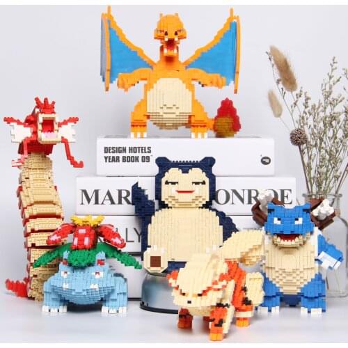 Pokemon Micro Brick Charmander Gyarados Blastoise Bulbasaur DIY Mini Building Blocks Arcanine Pikachu Snorlax Figures Toys