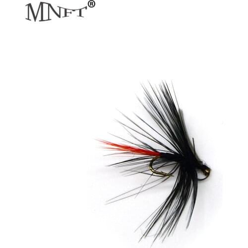 MNFT 10PCS Man-made Red Tail Black Body Fly Wet Trout Fishing Flies Fake Lure Artificial Bait With Crank barb 12