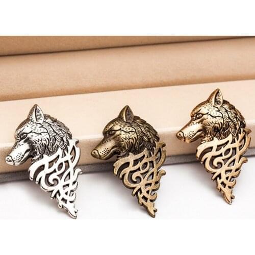 Fashion Pop Retro Alloy Wolf Head Brooch For Women Men Simple Exaggeration Metal Vintage Jewelry Wholesale