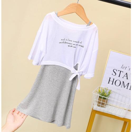 2021 New Girls Clothes Sets For Kids Short Sleeve T-shirt Tops+Dress Clothes Sets Toddler Girl Roupa Infantil Summer Clothes Set