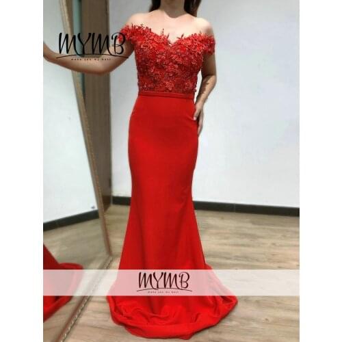 New Arrival Wedding Party Dresses For Women Elegant Red Off Shoulder Lace Applique Bridesmaid Dress Design Mermaid MY51100