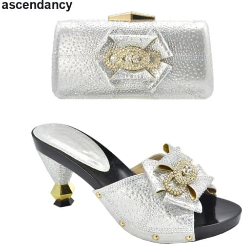 New Italian Shoes with Matching Bag Set Decorated with Appliques African Shoes and Bags Matching Set Elegant Italian Women Pumps