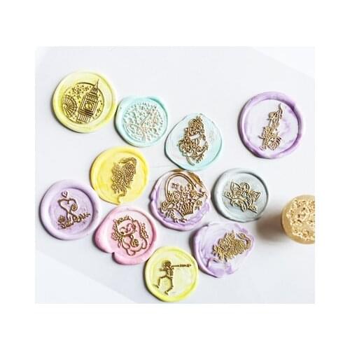 Scissors key queen butterfly Cat moon mountain whale Ginkgo rabbit rose Alice Nordic Wind and Sealing Wax Stamp Gift Seal Seal