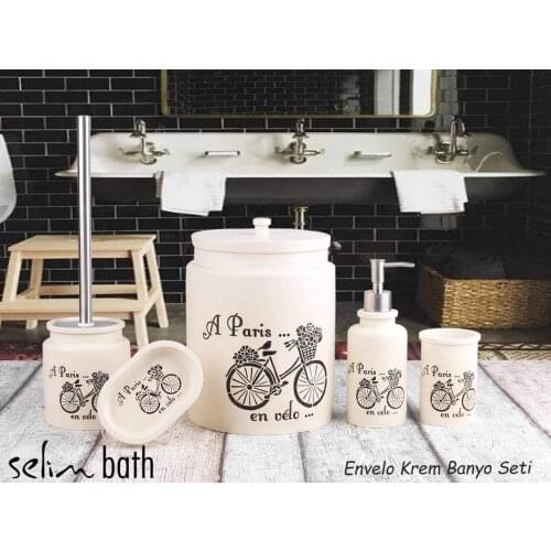 By Selim Envelo 5 Piece Polyester Bath Set-Cream