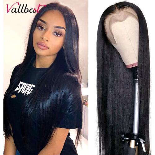 Vallbest 13X4 Lace Front Human Hair Wigs 150% Brazilian Straight Lace Front Wig For Black Women Pre Plucked With Baby Hair Remy