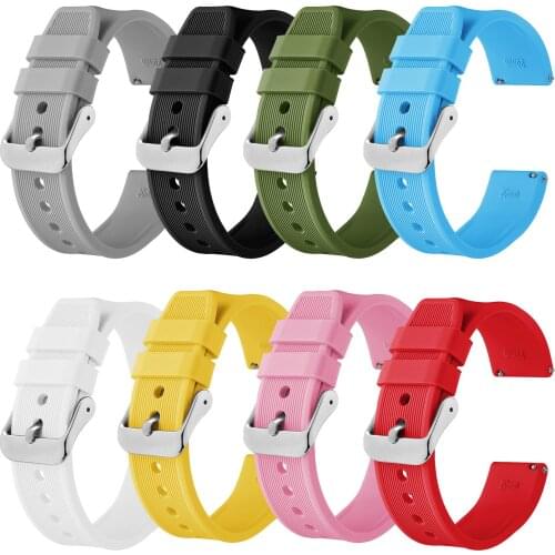 BISONSTRAP Watchband 14mm 18mm 20mm 22mm 24mm Silicone Watch Strap Men Women Replacement Band Rubber Bracelet Stainless Buckle