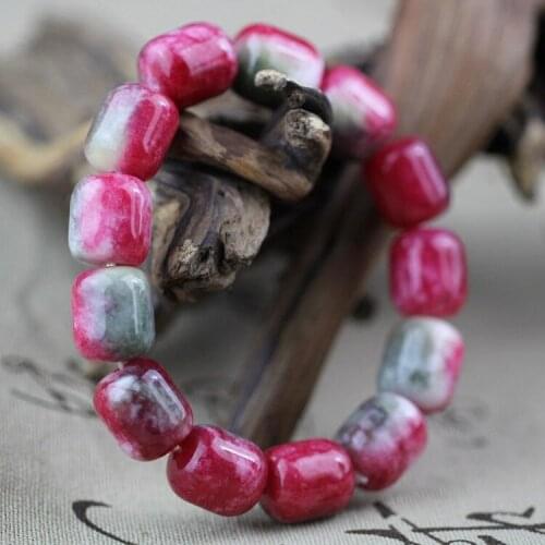 Rose stone natural and colorful flower jade bracelet colored stones