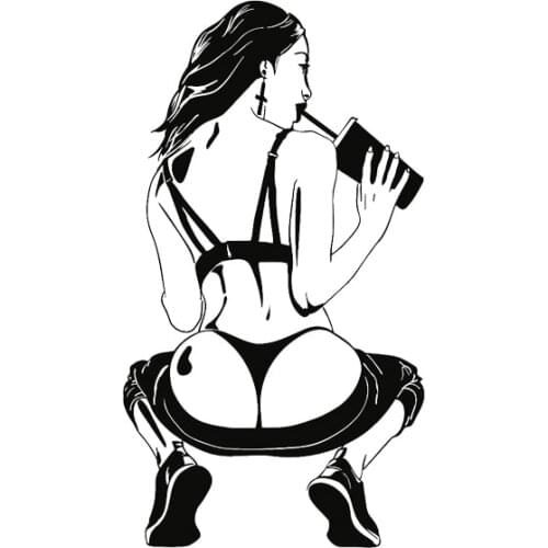 Drinking Sexy Attractive Girl Vinyl Decals Car Sticker 8.5*16CM T-00102