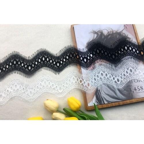 Wide 8cm 5pcs / lot Eyelash Lace Trim Fabric Flower DIY Crafts Wedding Dress Clothing Lngeire lace material Handmade