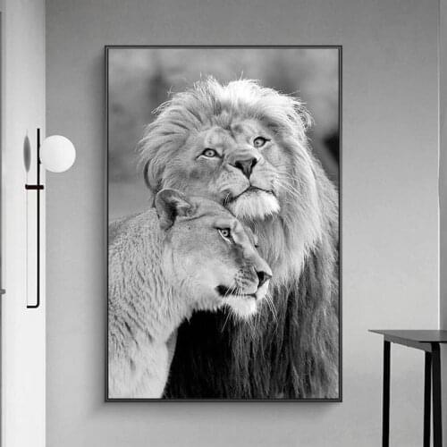 African Wild Lions Lover Canvas Paintings on the Wall Art Lions Poster And Prints Black And White Animals Art Pictures Cuadros
