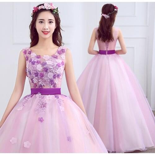 Beaded Quinceanera Dresses 3D Flower V-Neck Purple Sashes Lace up back Vestidos Sweet 16 years Party Prom Vintage Ball Gown