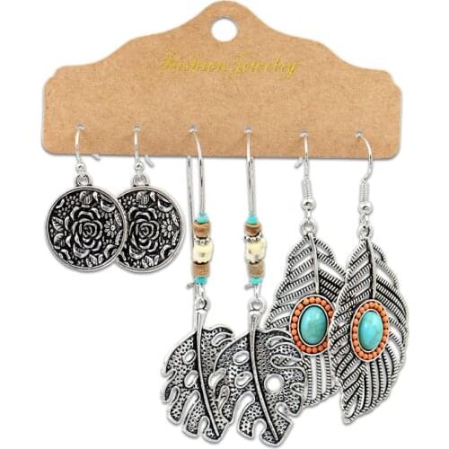 Vintage womens earring 6 sets /18 pairs Boho Tassel big metal drop earrings fashion jewelry dropshipping wholesale lots bulk