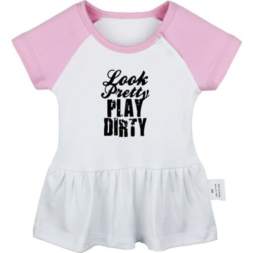 Look Pretty Play Dirty Music Note Love Faith Strength Hope Design Newborn Baby Girls Dresses Toddler Infant Cotton Clothes