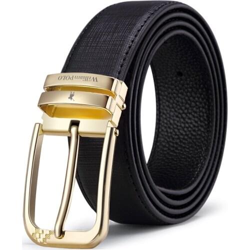 WilliamPOLO mens luxury brand high-quality metal leather pin buckle casual belt 18323-24p