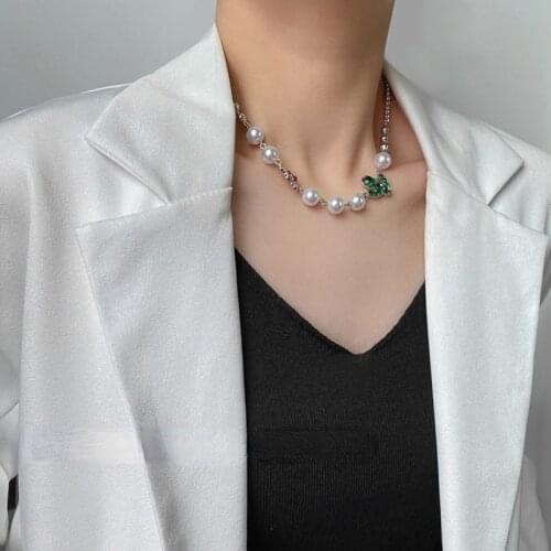 U-Magical Fashion Ghost Cactus Chokers Necklace for Women Femme High Street Beaded Simulation Pearl Round Bead Necklace Jewelry