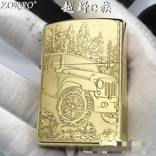 ZORRO Genuine Pure Copper Carved Cross-country Style Grinding Wheel Creative Cross-country E Kerosene Lighter