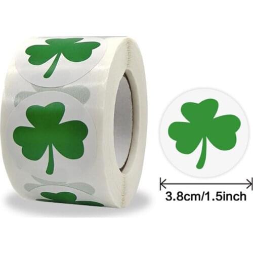 1.5IN Clover Thank You Stickers Labels Sealing Green Paper Stationery Supply Decoration Scrapbooking 50PCS
