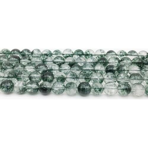 1 Strand Natural Green Phantom Crystal Beads Luck Spacer Quartz Beads For Wealth And Fortune Fitting Women Men Jewelry Making
