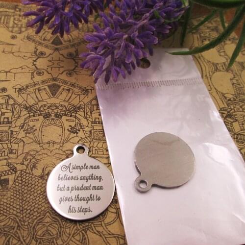 20pcs--"A simple man believes anything..."stainless steel charms styles for choosing DIY Charms Bible gold sentence
