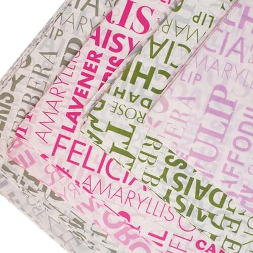 20pcs English Letters Print Matte Flower Wrapping Papers Waterproof OPP Papers Flower shop Supply Gift Wrapping Papers