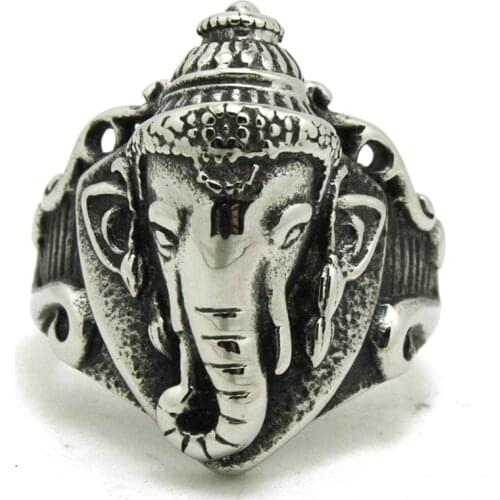 2015 Cool Biker Ring Fashion Elephant Ring India Ganesha Ring Top Quality 316L Stainless Steel