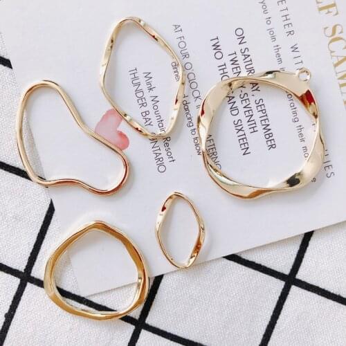 4/More irregular circlesk goldbead caps earings fashion connectors for jewelry making leather cord diy earrings