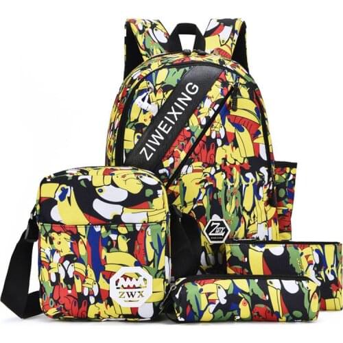 4pcs/set Children School Bags for Girls Boys School Backpack Satchel Kids Book Bag Shoulder Schoolbag Teenagers Mochila Escolar