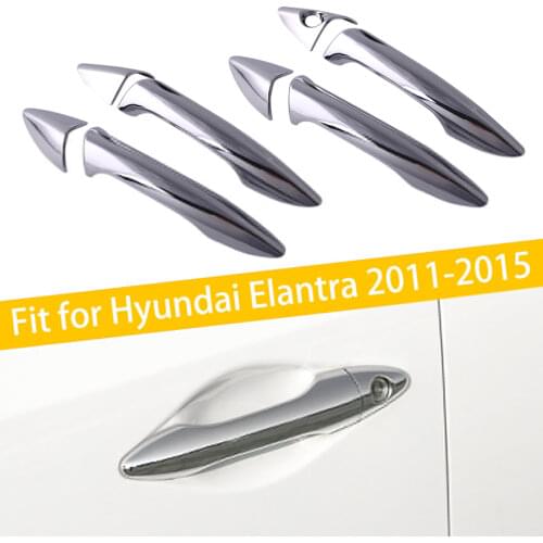 4 x Outside Door Handle Bar Frame Cover Trim Kit Fit For Hyundai Elantra 2011 2012 2013 2014 2015 Left Hand Drive Only