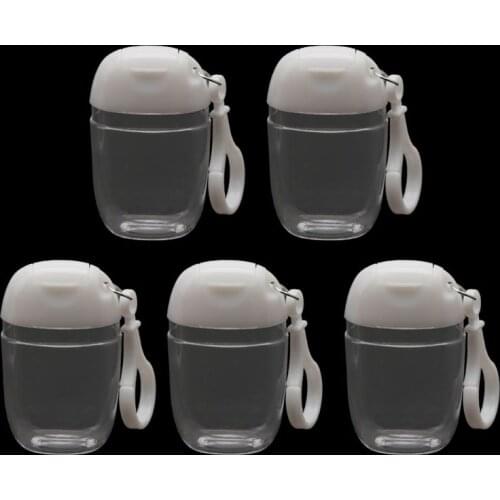 5Pcs 30ml Empty Hand Sanitizer Portable Empty Bottles Hook Keychain Carriers E65F