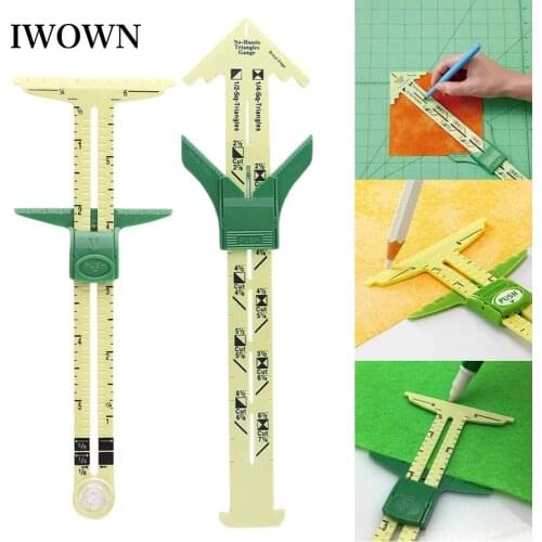 5-in-1 Plastic Sliding Gauge Measuring Ruler T Gauge Fabric Quilting Rulers for DIY Sewing Knitting Crafting Sewing Tools