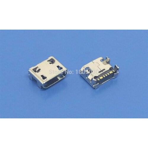 50pcs Mini micro USB Connector Charging Port Power Jack 7pin DIP4 no curling For Samsung USB Micro USB Socket