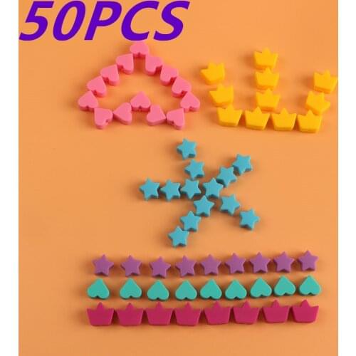 Kovict 50Pcs Star/Heart/Crown Baby Silicone Beads Food Grade DIY Pacifier Chain Bracelet Gift Teeth Care Teething Ring BPA-Free