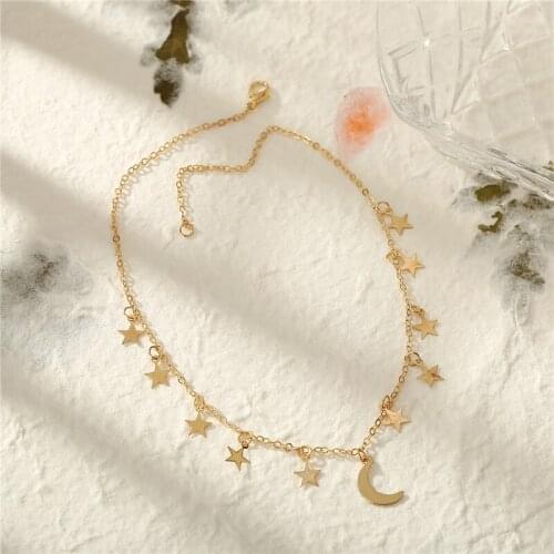 AY Boho Vintage Gold Star Moon Choker Necklace For Women 2020 Fashion Female Golden Necklaces Party Jewelry Gifts