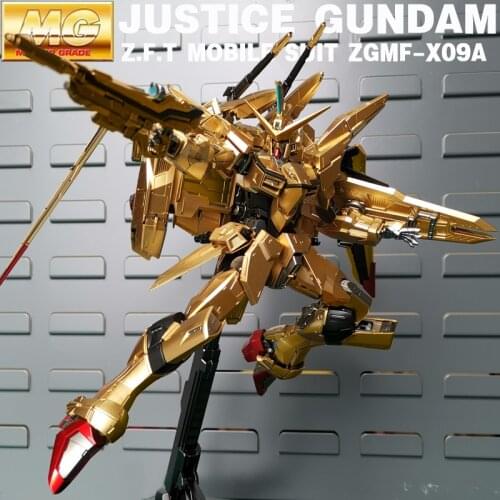 BANDAI MG 1/100 ZGMF-X19A INFINITE JUSTICE GUNDAM Electroplate Shiny Gold Toy Model Boy Gift Action Toy Figures Christmas Gift