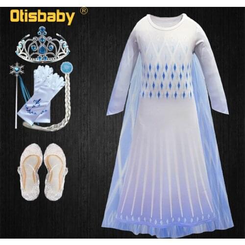 Snow Queen 2 White Girls Anna Elsa Dress Halloween Costume Child Christmas Children Gowns Infant Chrismas Kids Holiday Dress